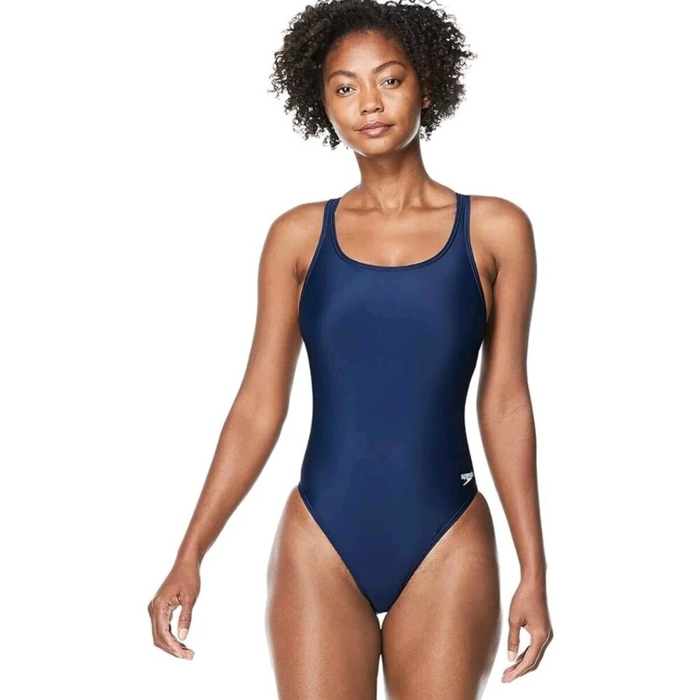 Speedo Womens Sz 4 / 30 Navy Team Blue Pro LT Scoop Neck One Piece Swimsuit NWT